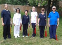 Tai Chi sword class students with Master Leung